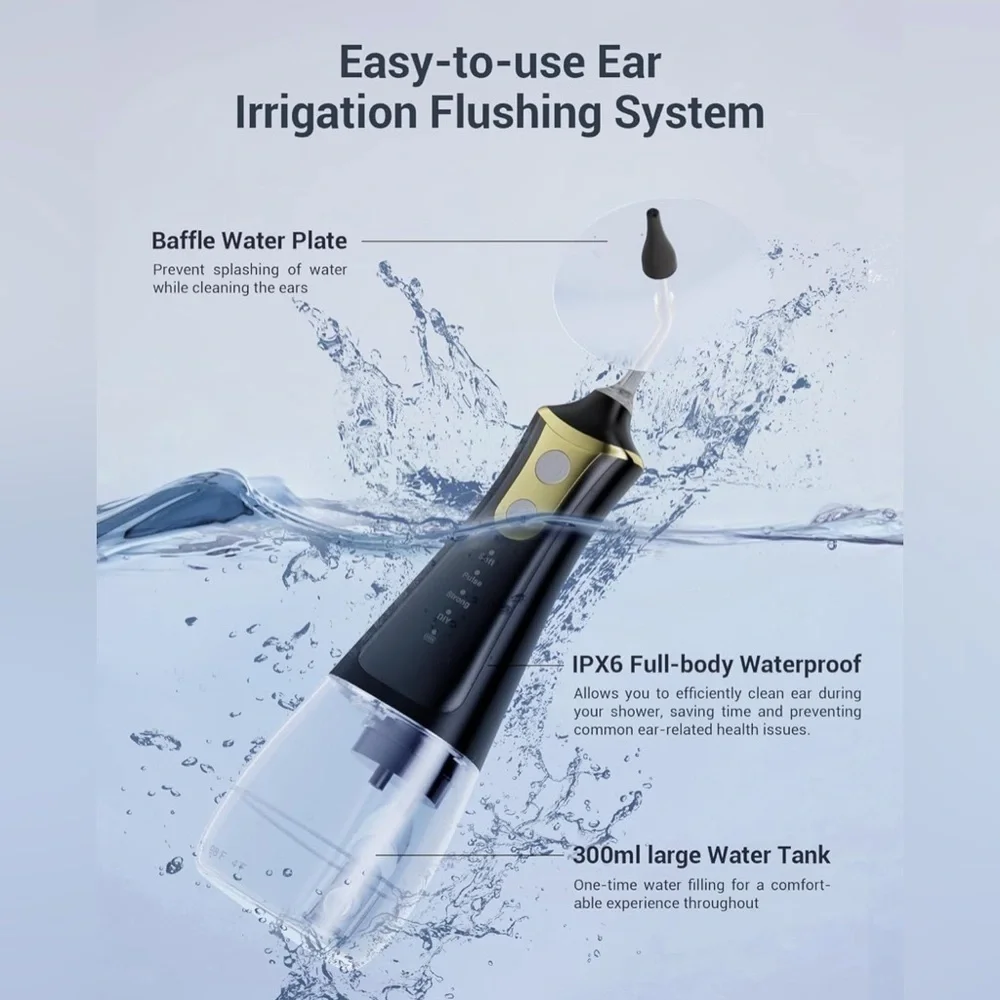 Electronic Ear Wax Removal System Safer＆More Effective Ear Irrigation, Black